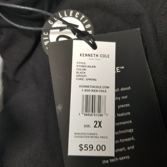 Kenneth Cole Men 2X Black Red Crew Neck Shirt Big & Tall Streetwear Retro NWT - Picture 5 of 7